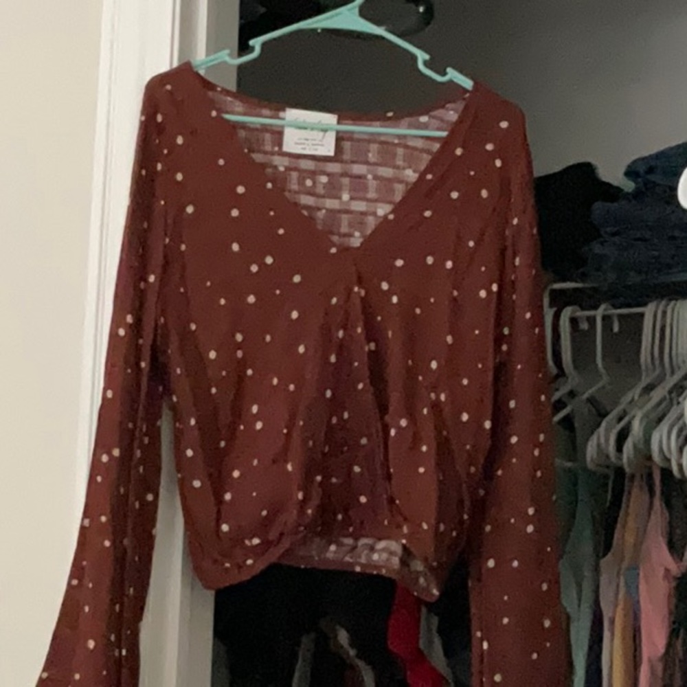 Dry goods long sleeve polka dot shirt size small